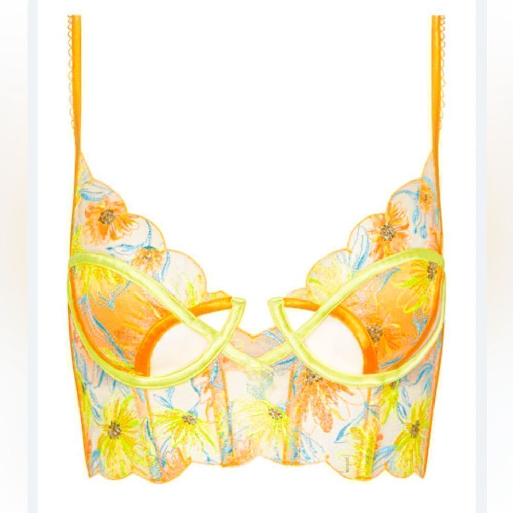 NWT For Love and Lemons Waterlily Embroidered Corset Brassiere and Thong - Picture 9 of 10
